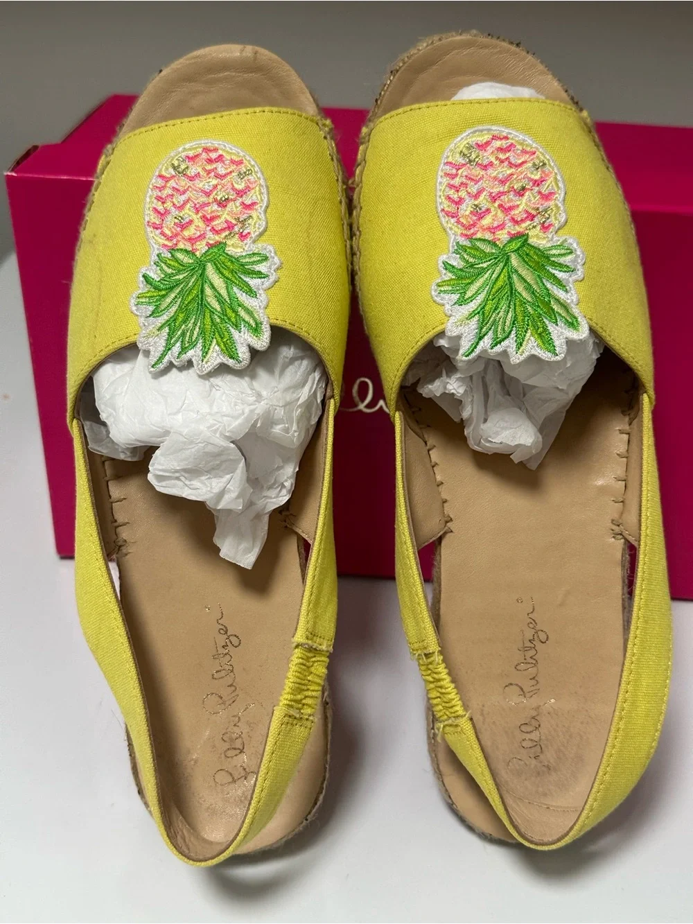 Lilly Pulitzer Sling back Espadrilles Watch Hill Yellow Pineapple